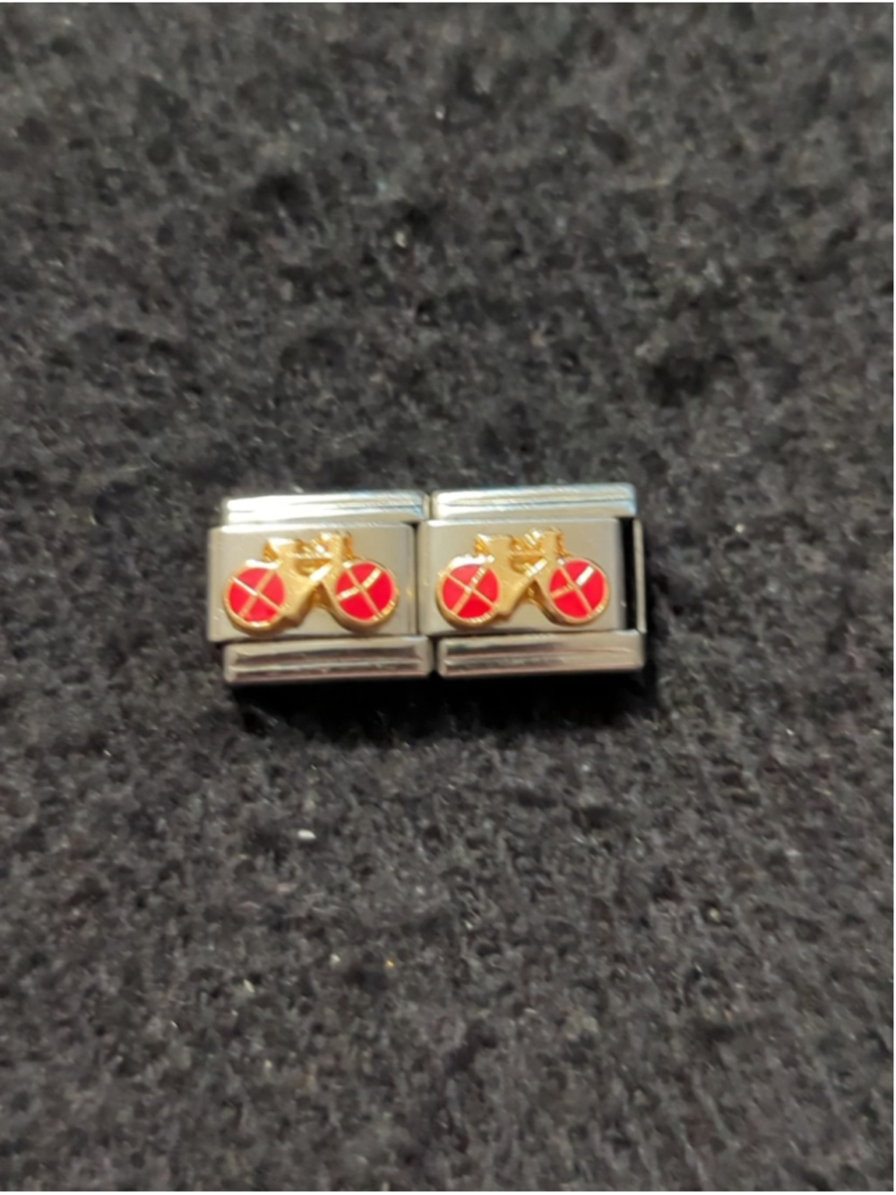 Vintage Bella Oro Red Gold Bicycle 9mm Italian Charm Bracelet Charms - Set Of 2